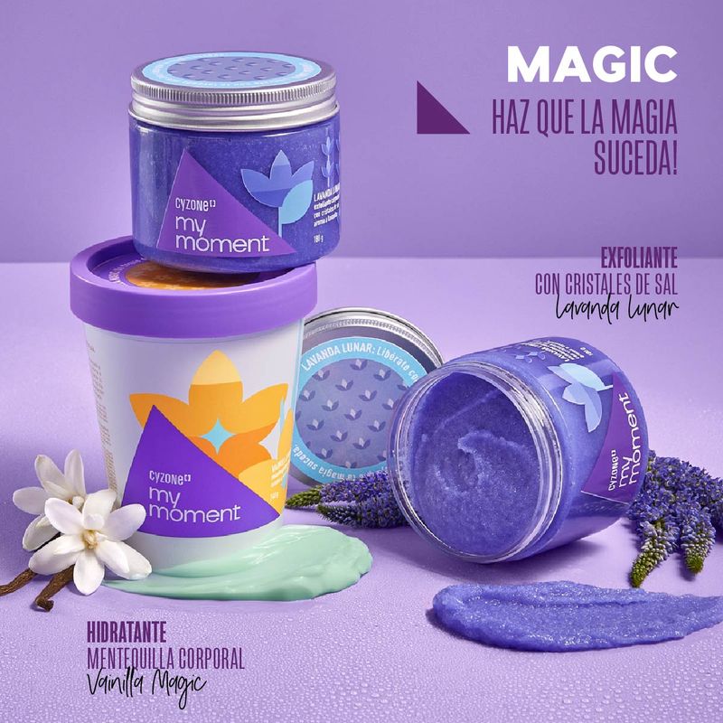 Crema-hidratante-Vainilla-Magic-y-exfoliante-con-cristales-de-sal-Lavanda-Lunar-de-la-linea