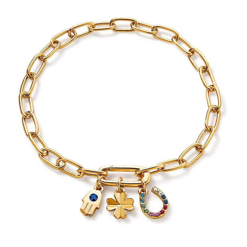 Pulsera-de-cadena-con-dijes-colgantes-ba�ada-en-oro-de-24K