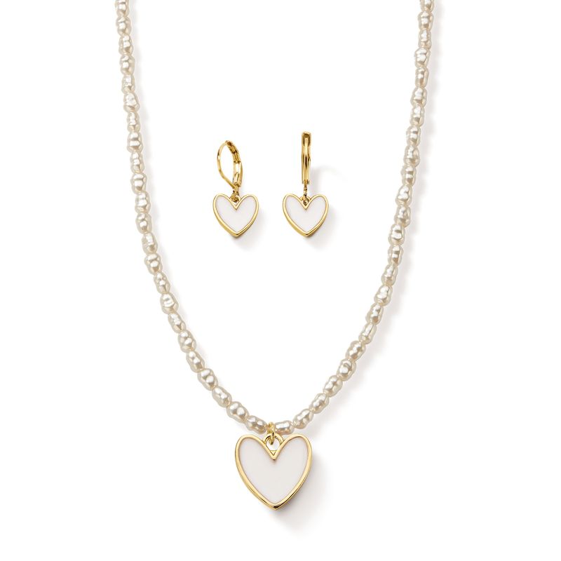 Set-de-aretes-colgantes-y-collar-de-coraz�n-ba�ado-en-oro-de-24K