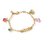 pulsera-dorada-para-ni�a-con-dijes-dorados-y-rosados-princess