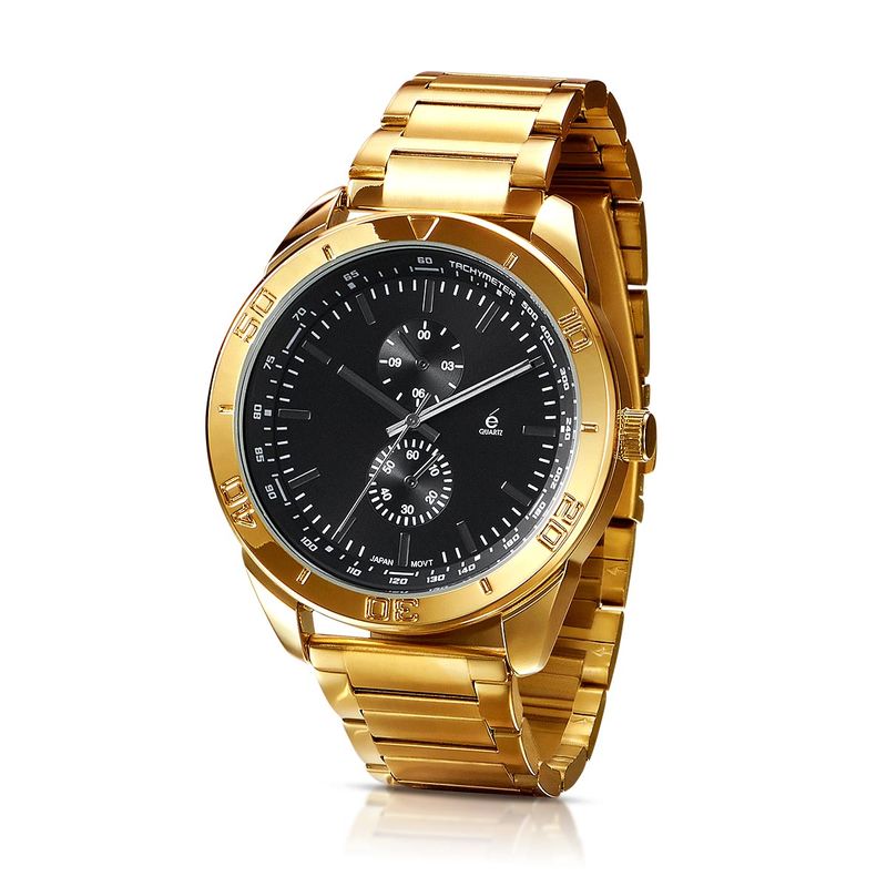 Reloj-para-hombre-dorado-con-correa-met�lica-y-de-color-negro