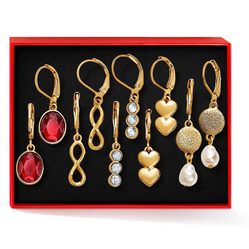 set-de-aretes-x5-en-ba�o-de-oro-de-24k-con-detalles-plateados-y-rojos